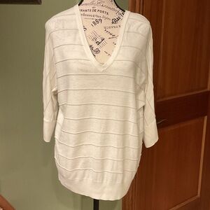 Etcetera Cream V-Neck Sweater, Size M